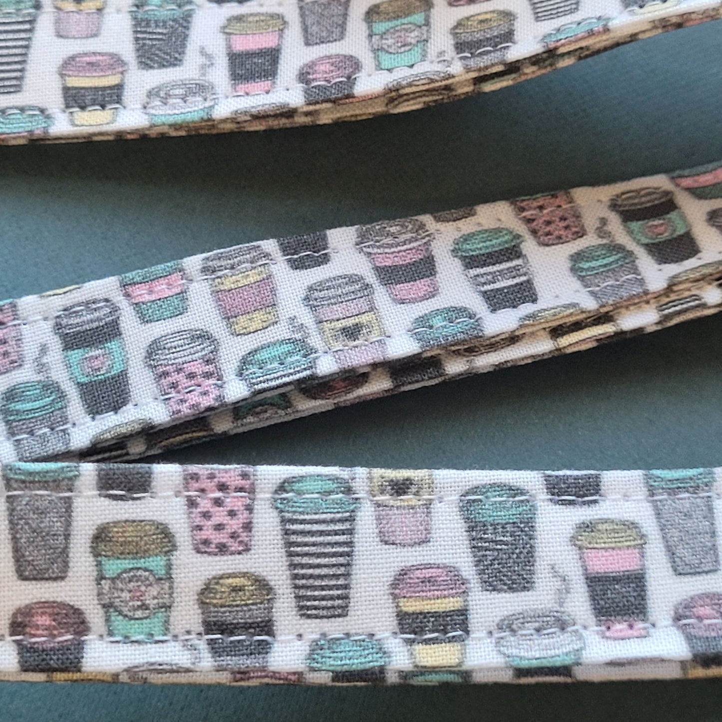 Coffee Lover Fabric Keychain Latte Key Fob Coffee Cup Wrist Lanyard Wristlet Key Strap