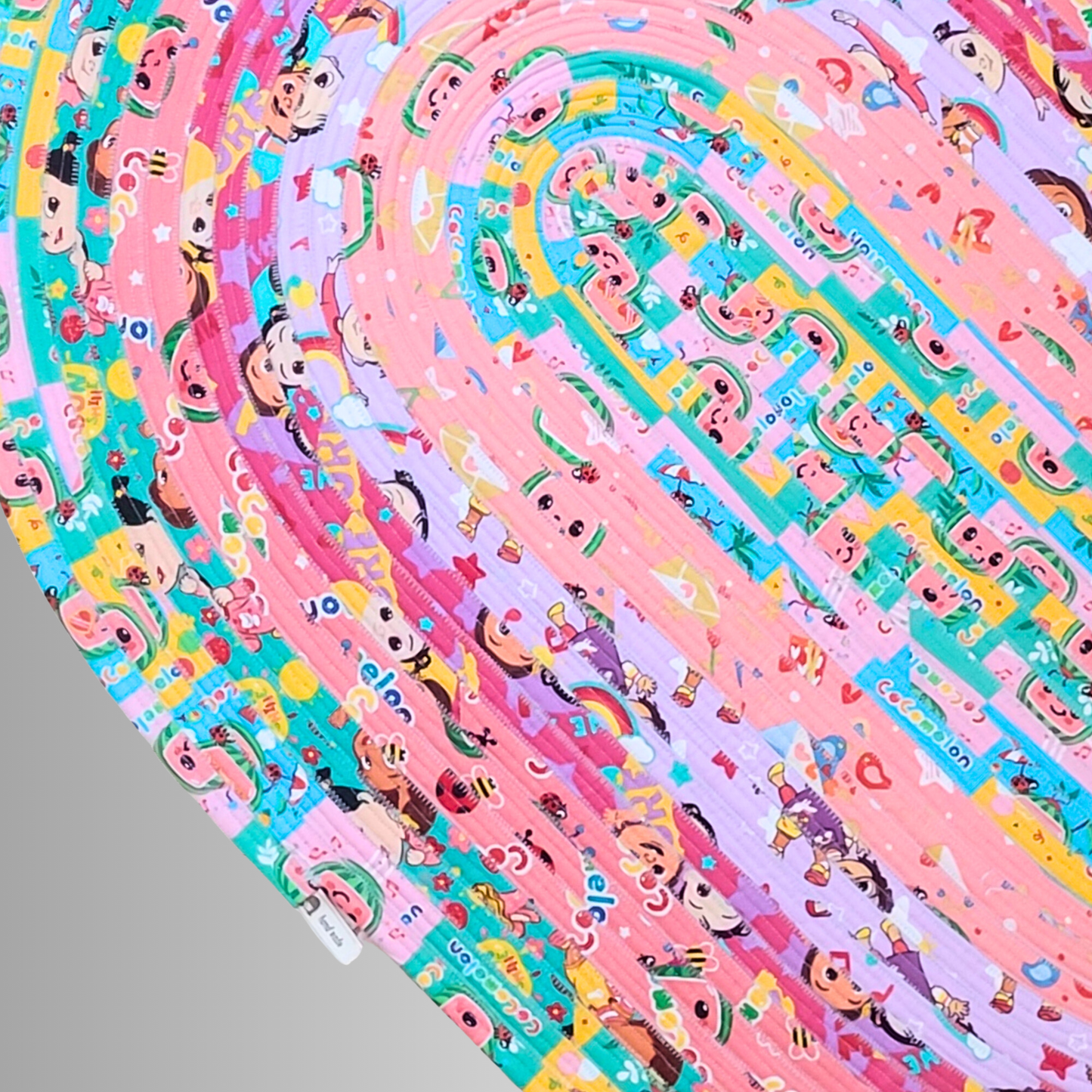 Cocomelon Handmade Oval Jelly Roll Rug in Pink