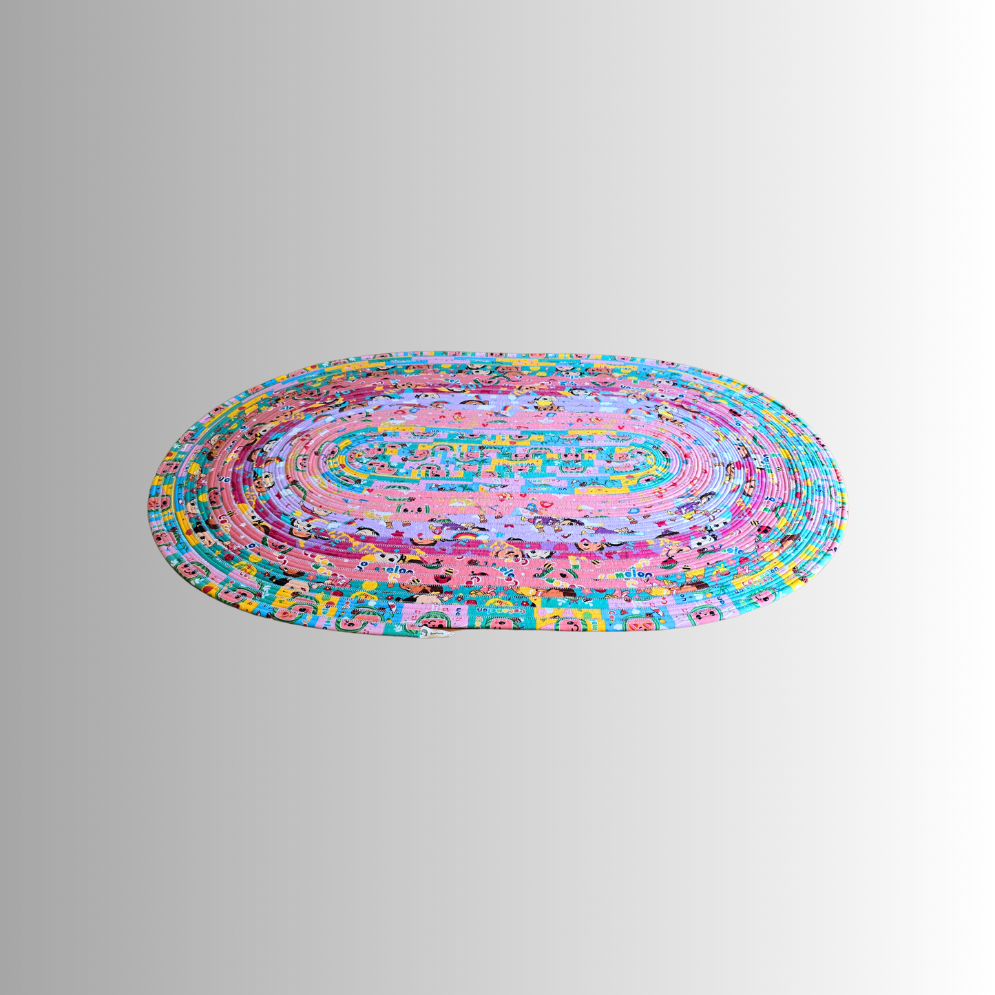 Cocomelon Handmade Oval Jelly Roll Rug in Pink
