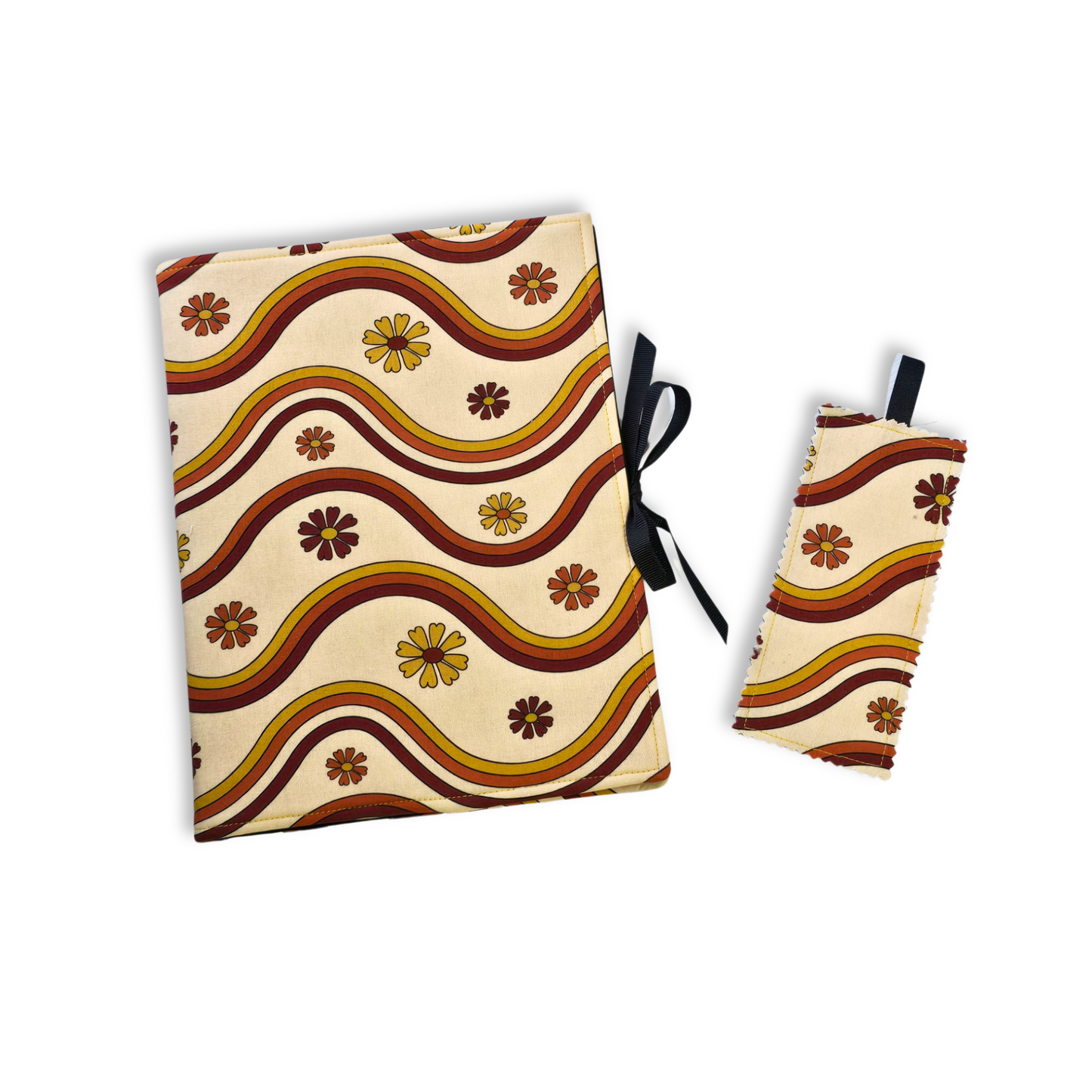 Groovy Composition Book Cover in Daisy Tan Waves
