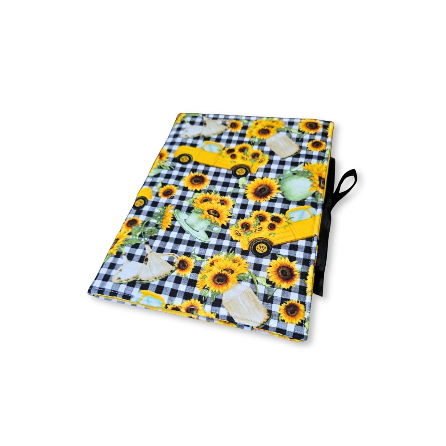 Sunflowers Composition Notebook Cover with Vintage Trucks