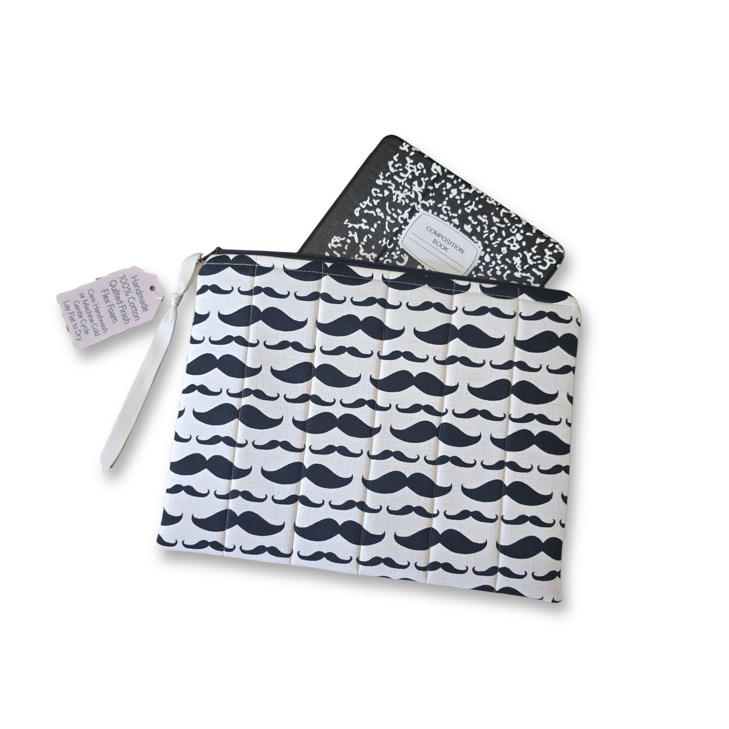 Mustache Tablet / Book Sleeve with Matching Coin Purse Keychain