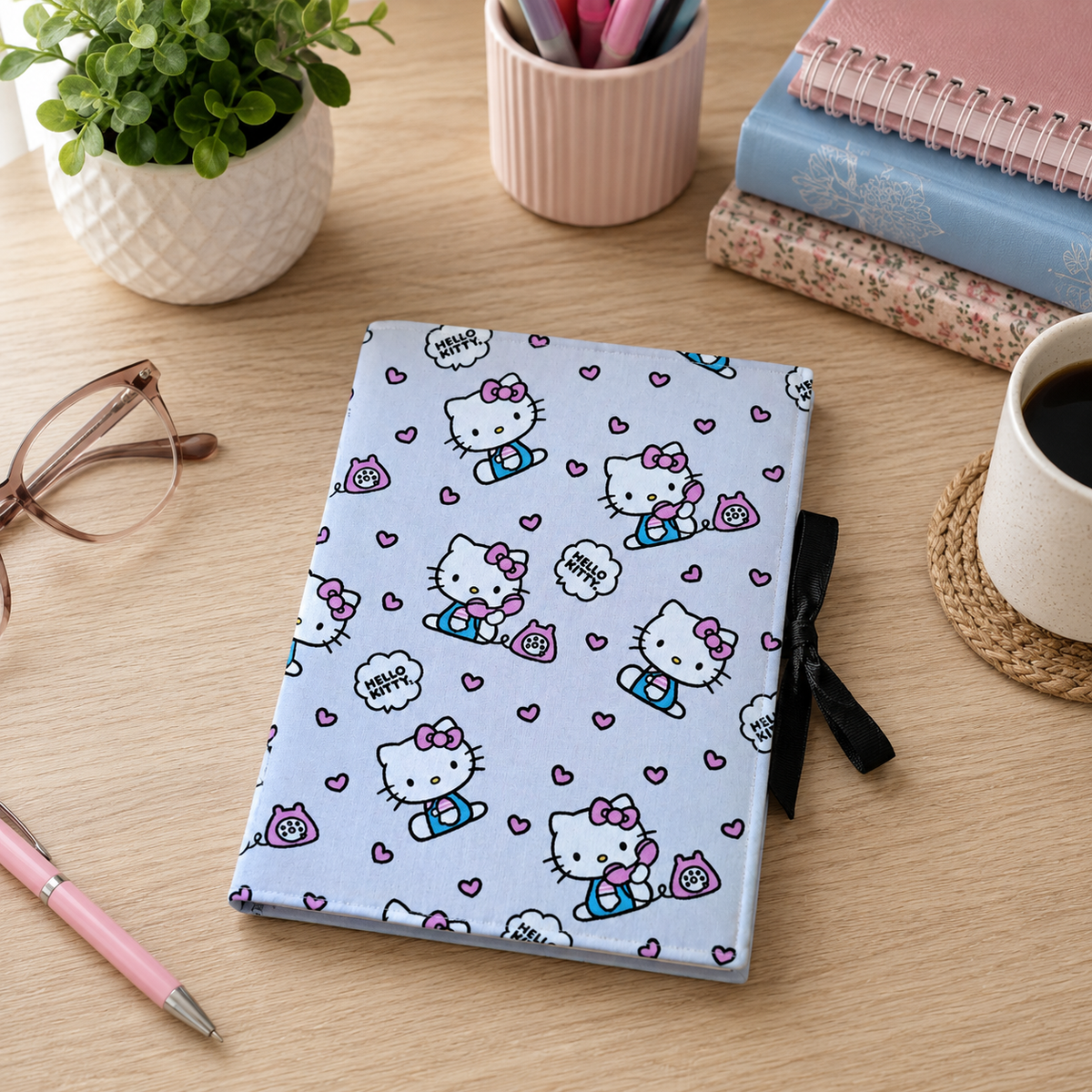 Hello Kitty Composition Book Cover in Large Print Grey