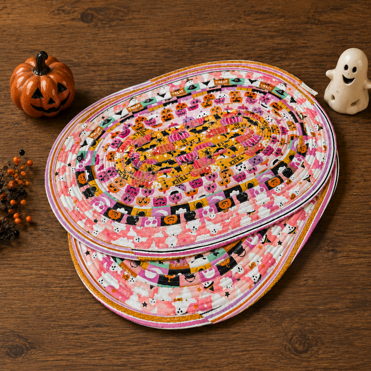 Halloween Placemats Retro Pink Jelly Roll Table Mats