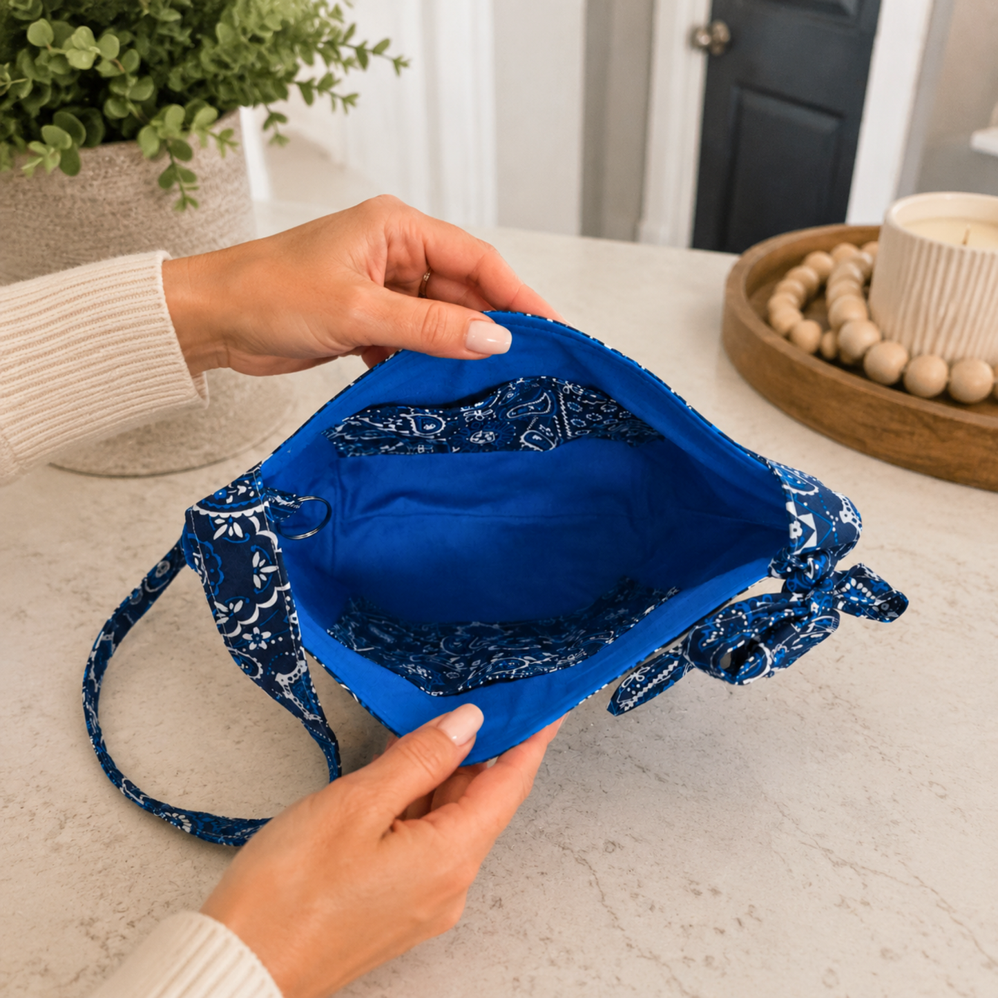 Bandana Crossbody Bag - Royal Blue / Magnetic Closure