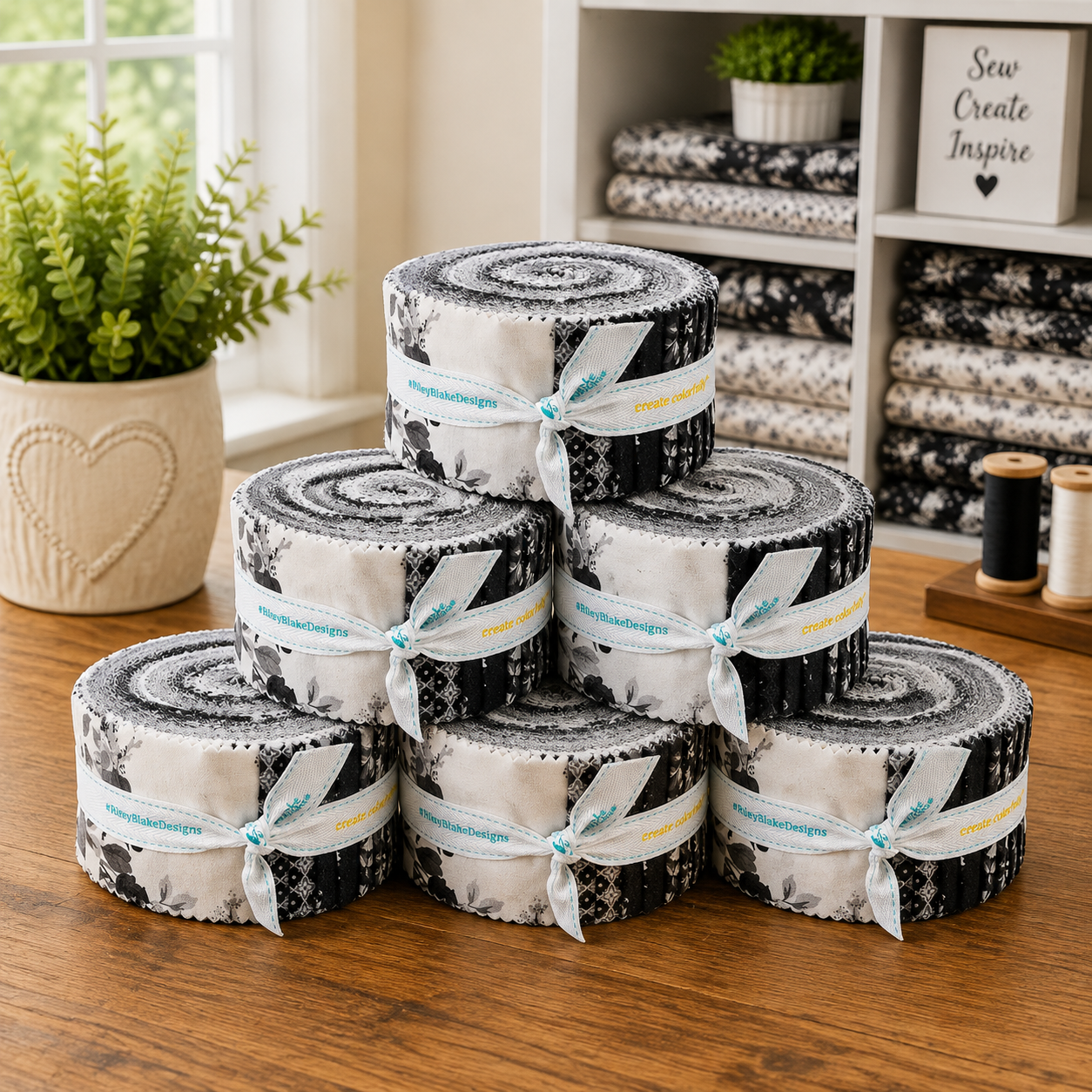 Ink & Ivory Fabric Jelly Roll by Riley Blake Designers - Rolie Polie