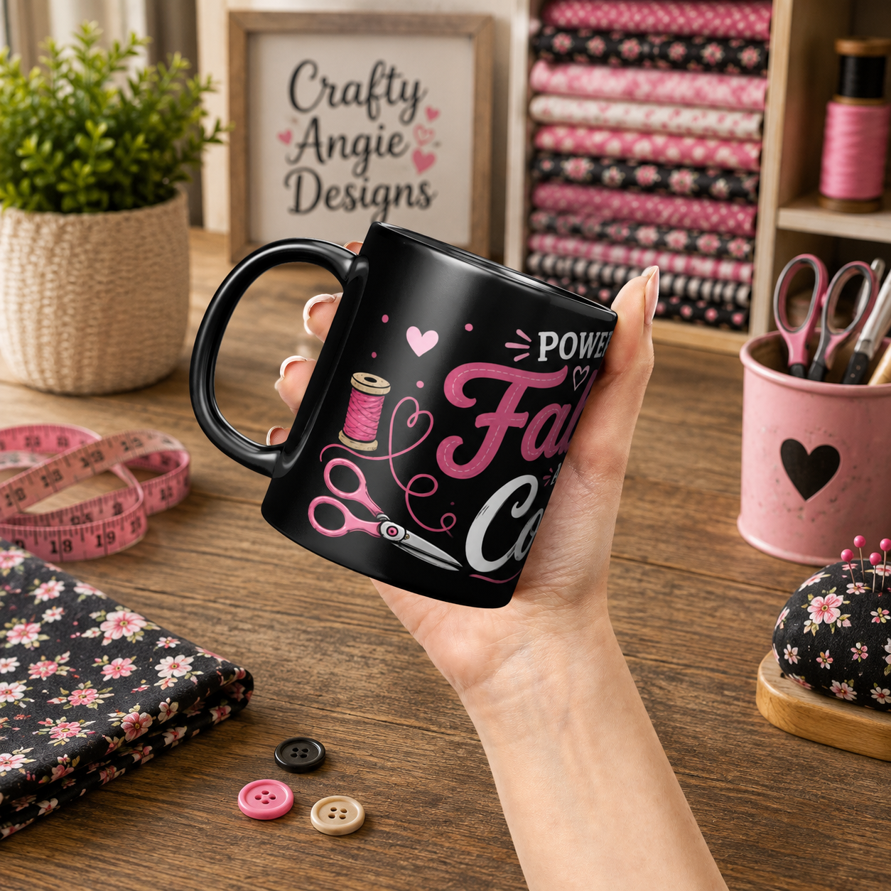 Powered by Fabric & Coffee 11oz Swag Coffee Mug - Black