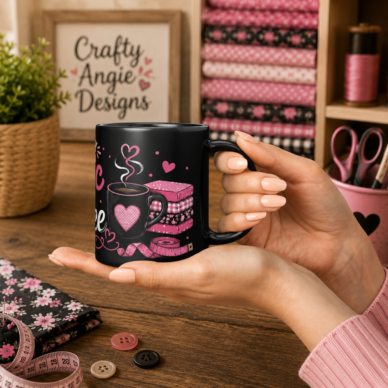 Powered by Fabric & Coffee 11oz Swag Coffee Mug - Black