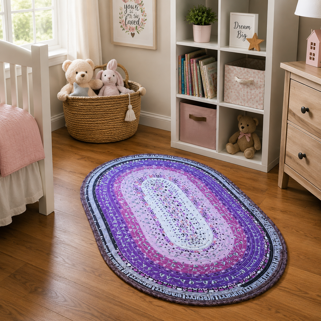 Celebrate with Hershey Handmade Premade Jelly Roll Rug - Retired Fabric