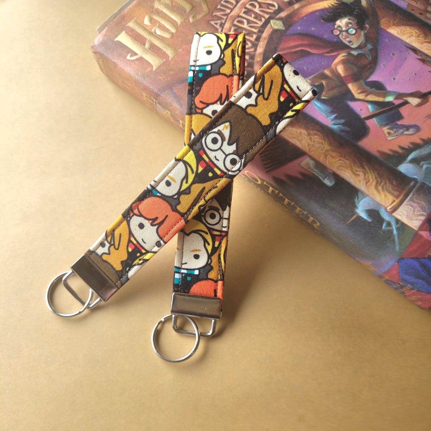 Harry Potter Keychain, Harry and Friends Keychain Wristlet, Cartoon Strap for Keys, Wrist Key Holder