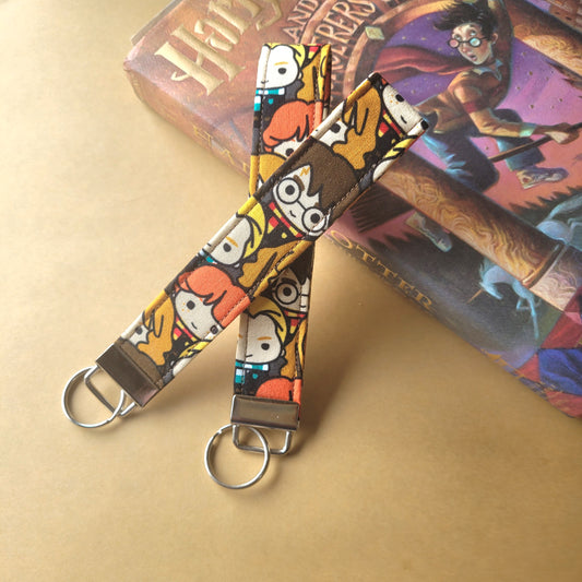 Harry Potter Keychain, Harry and Friends Keychain Wristlet, Cartoon Strap for Keys, Wrist Key Holder