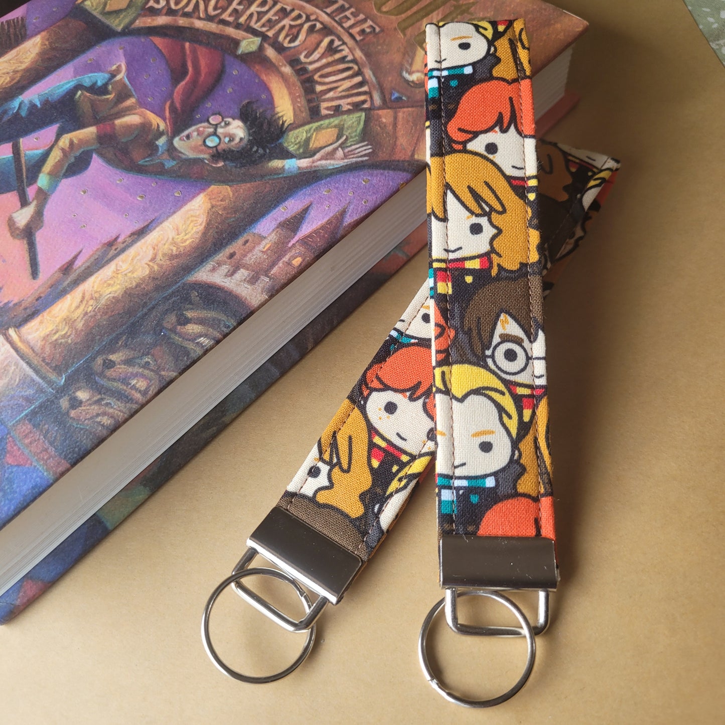 Harry Potter Keychain, Harry and Friends Keychain Wristlet, Cartoon Strap for Keys, Wrist Key Holder