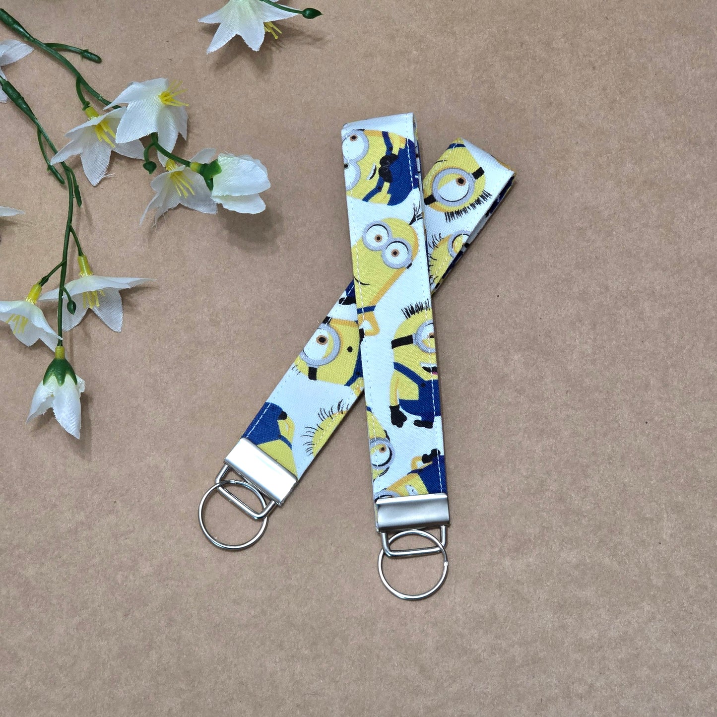 Minions Fabric Wristlet Disney Key Strap Cartoon Keychain