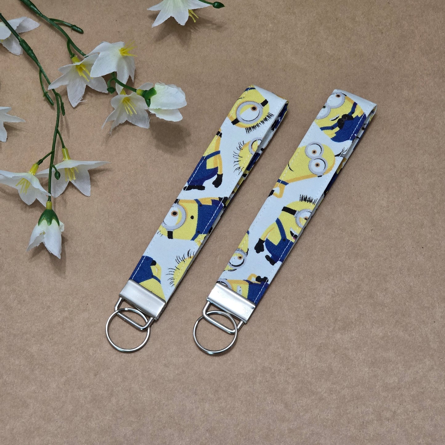 Minions Fabric Wristlet Disney Key Strap Cartoon Keychain