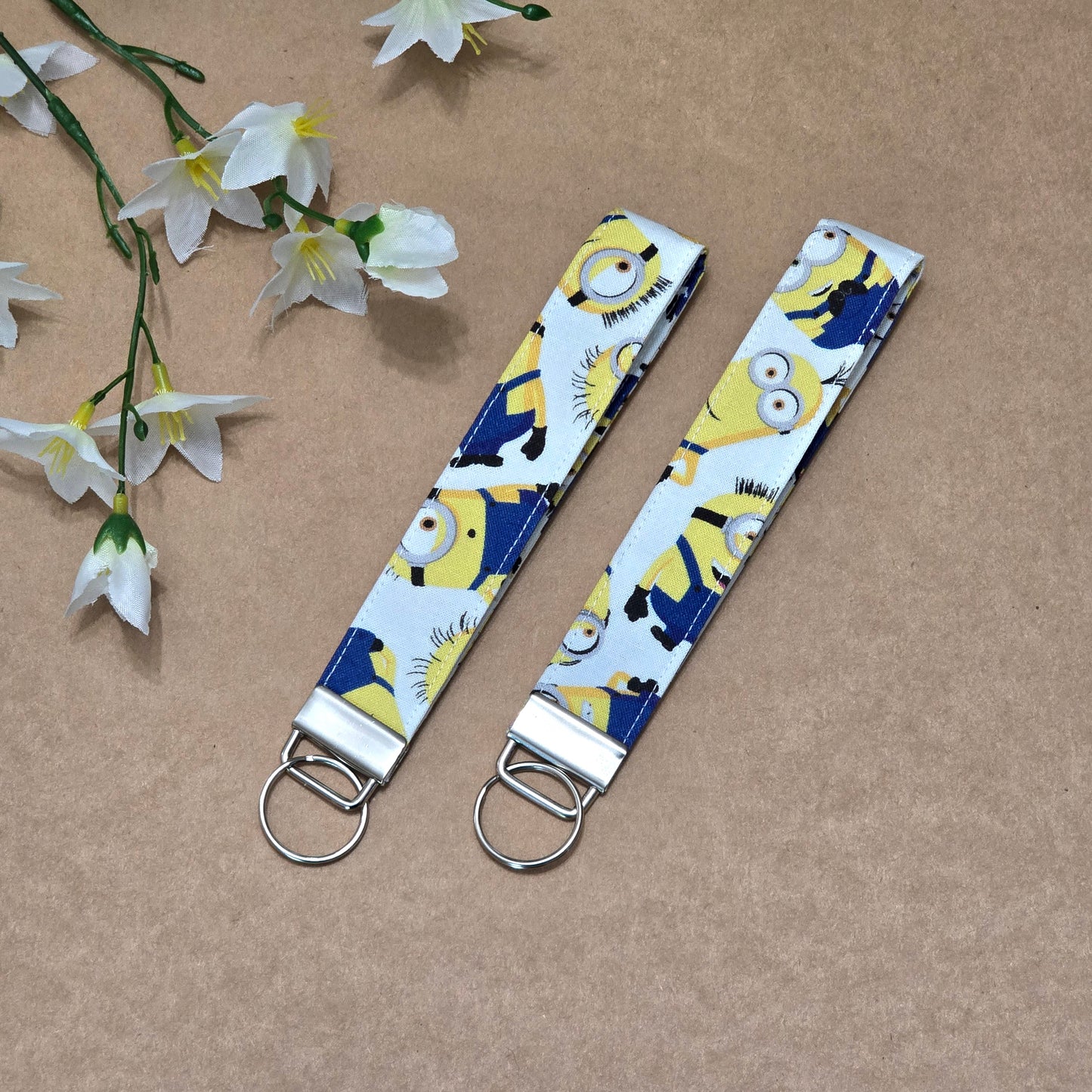 Minions Fabric Wristlet Disney Key Strap Cartoon Keychain