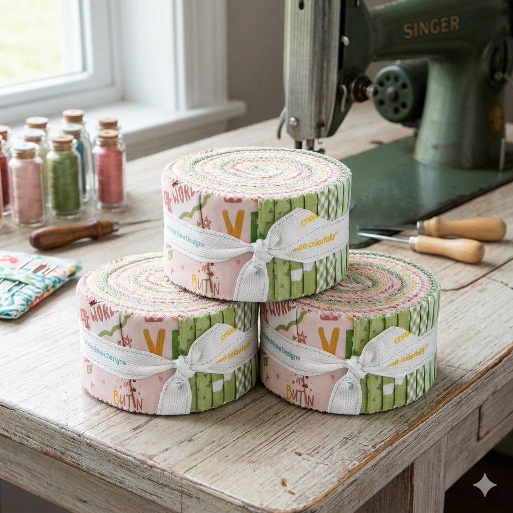 Baby Girl Fabric Jelly Roll for Riley Blake by Lori Whitlock - Rolie Polie
