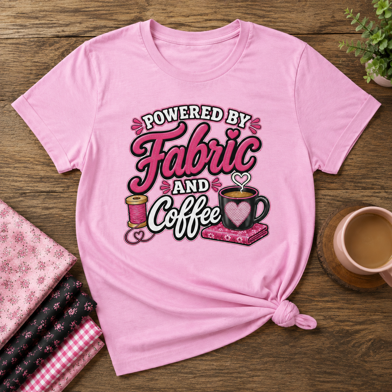 Powered by Fabric & Coffee Women's Swag Graphic T-Shirt