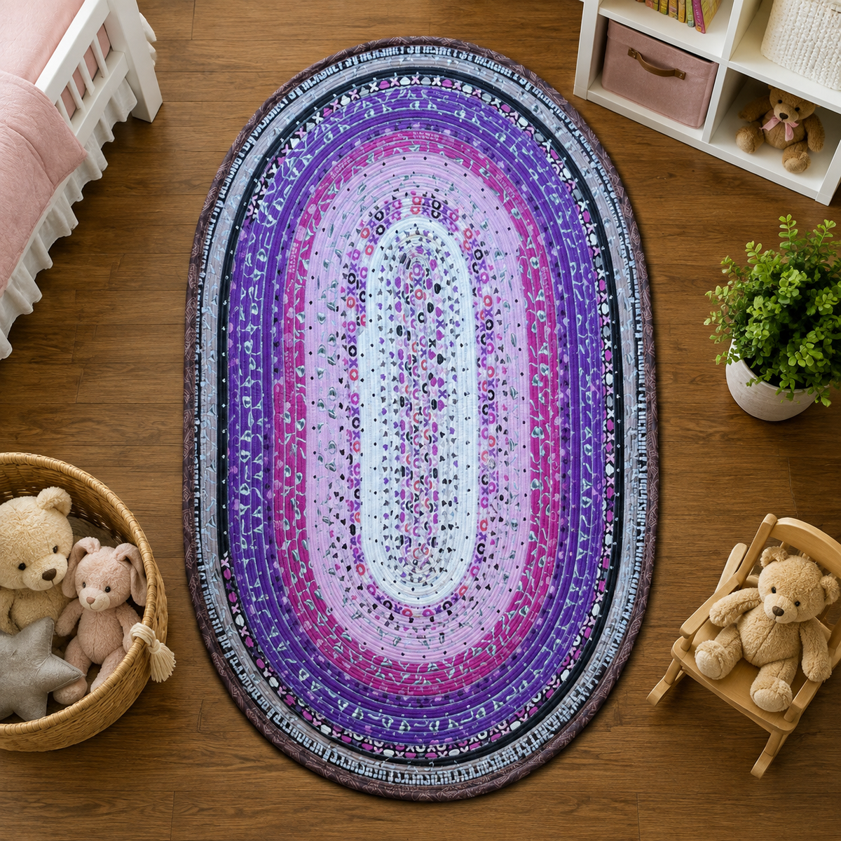 Celebrate with Hershey Handmade Premade Jelly Roll Rug - Retired Fabric