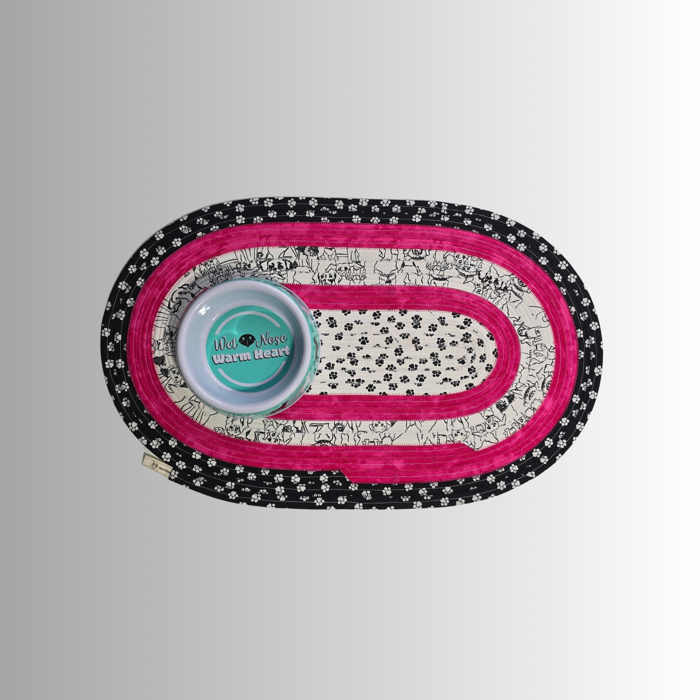 Pretty in Pink Pet Feeding Mat Jelly Roll Pet Bowl Rug