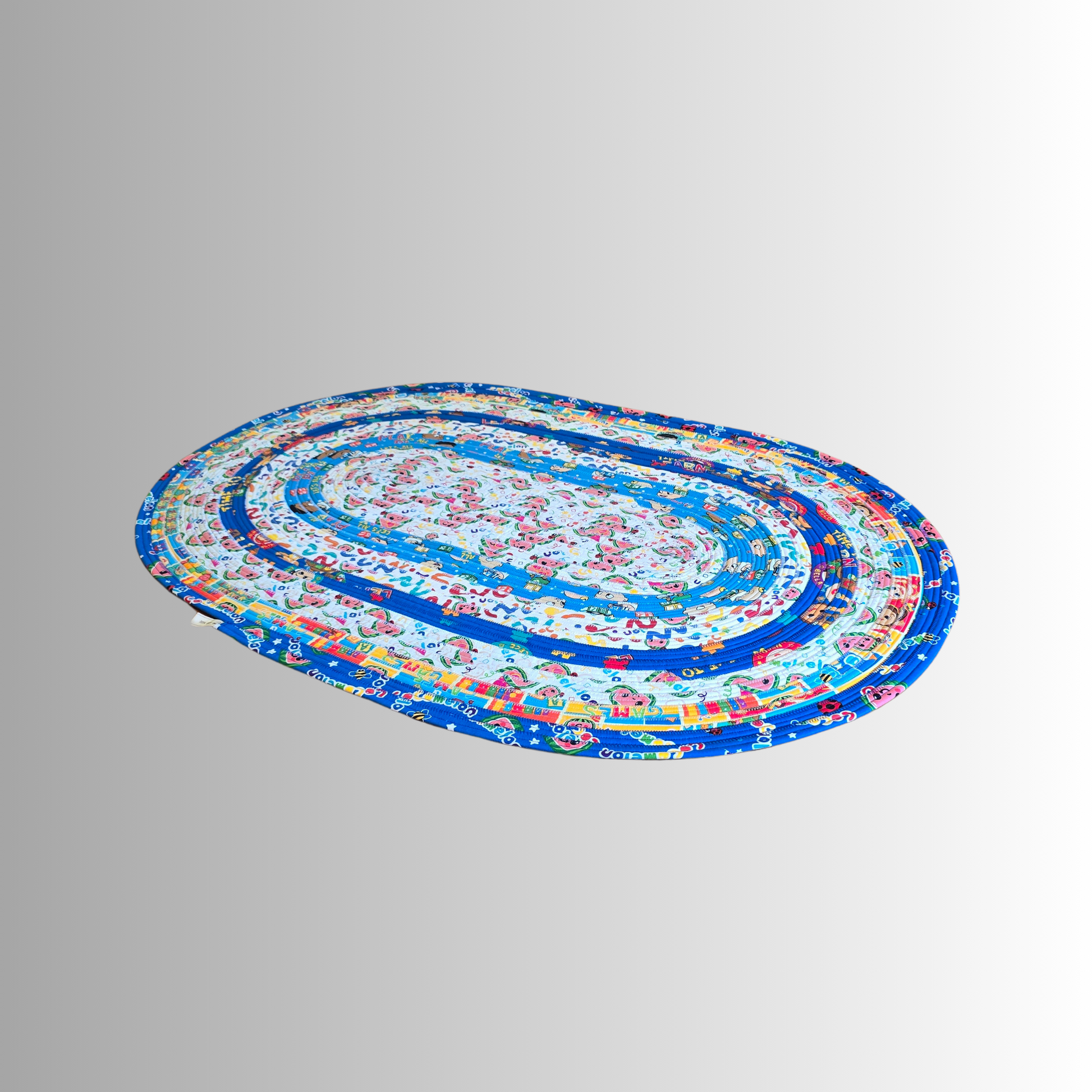 Cocomelon Handmade Oval Jelly Roll Rug in Blue – Crafty Angie Designs
