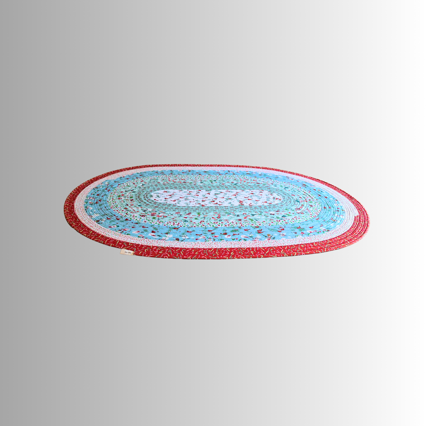 Cozy Christmas Holiday Handmade Oval Jelly Roll Rug