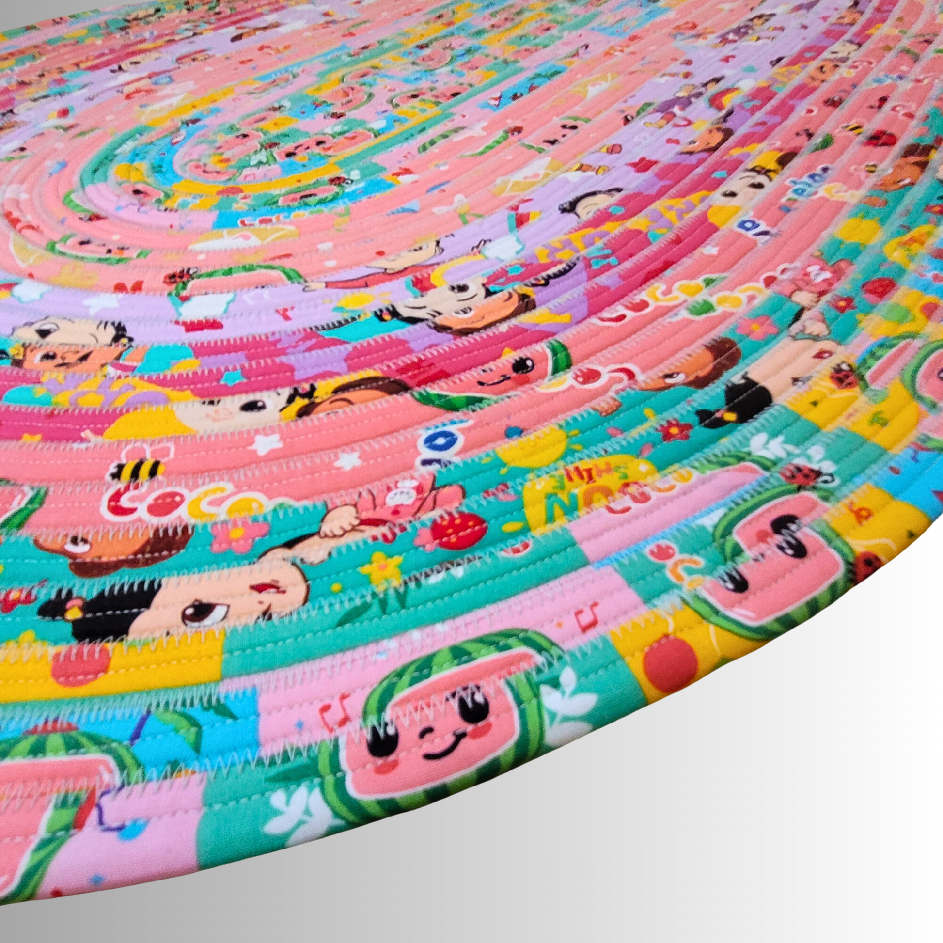 Cocomelon Handmade Oval Jelly Roll Rug in Pink – Crafty Angie Designs