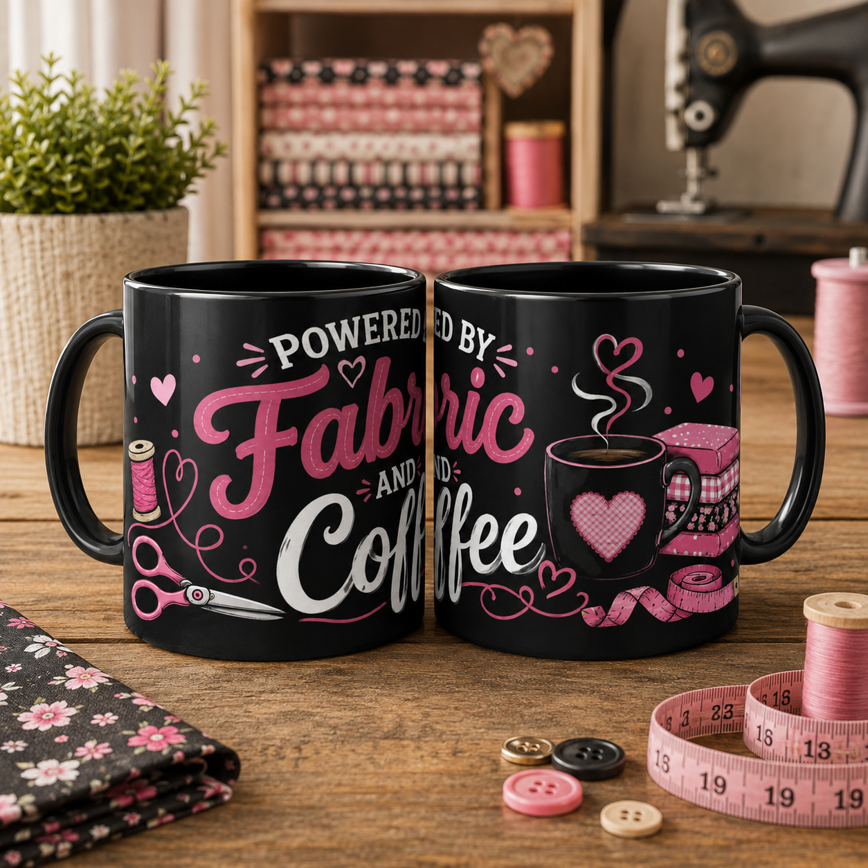 Powered by Fabric & Coffee 11oz Swag Coffee Mug - Black