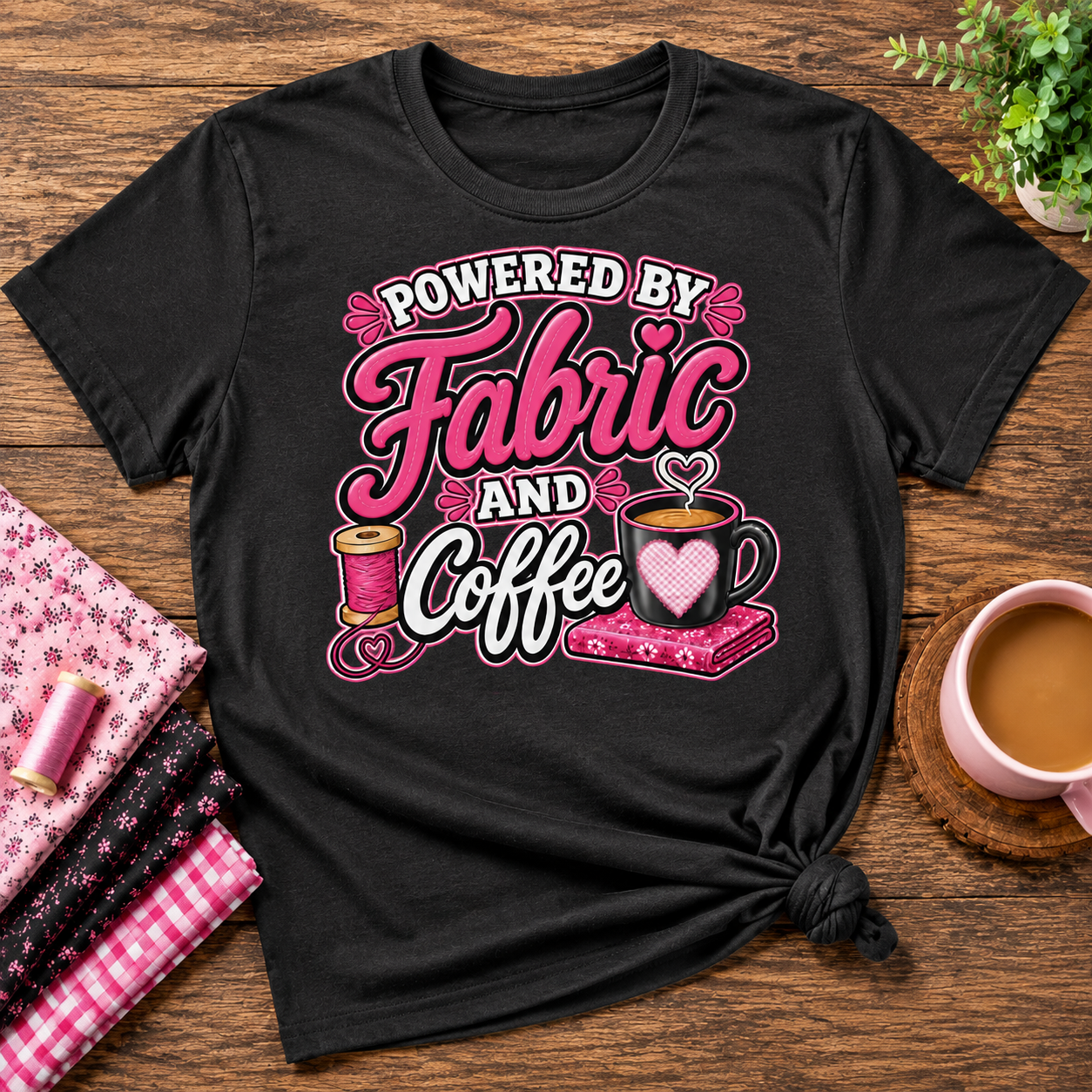 Powered by Fabric & Coffee Women's Swag Graphic T-Shirt