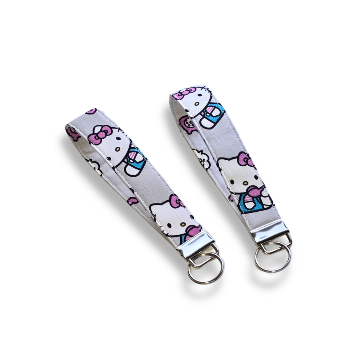 Hello Kitty Cute Keychain Fob Wristlet in Light Grey