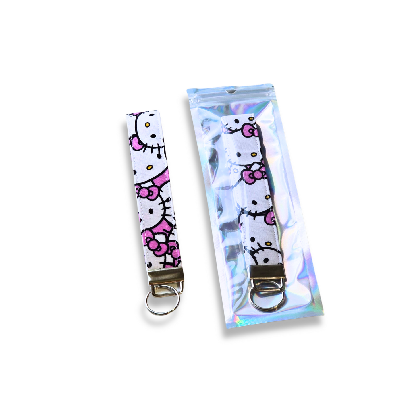 Hello Kitty Cute Keychain Fob Wristlet in Faces Repeat
