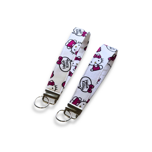 Hello Kitty Cute Keychain Fob Wristlet in Bold White