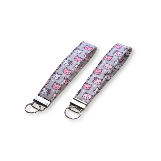 Pretty Kitty Keychain Fob Wristlet in Pink Cat Print