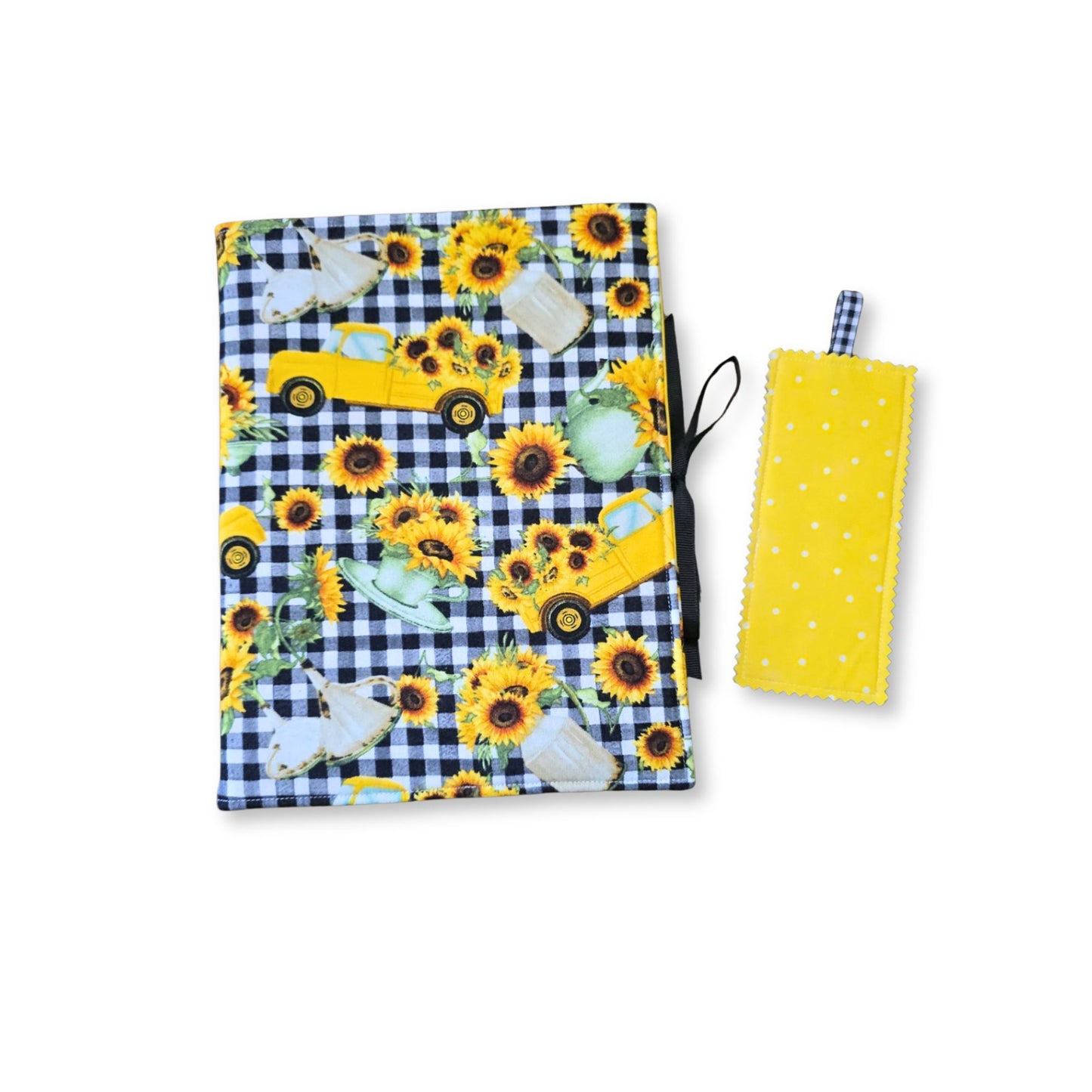 Sunflowers Composition Notebook Cover with Vintage Trucks