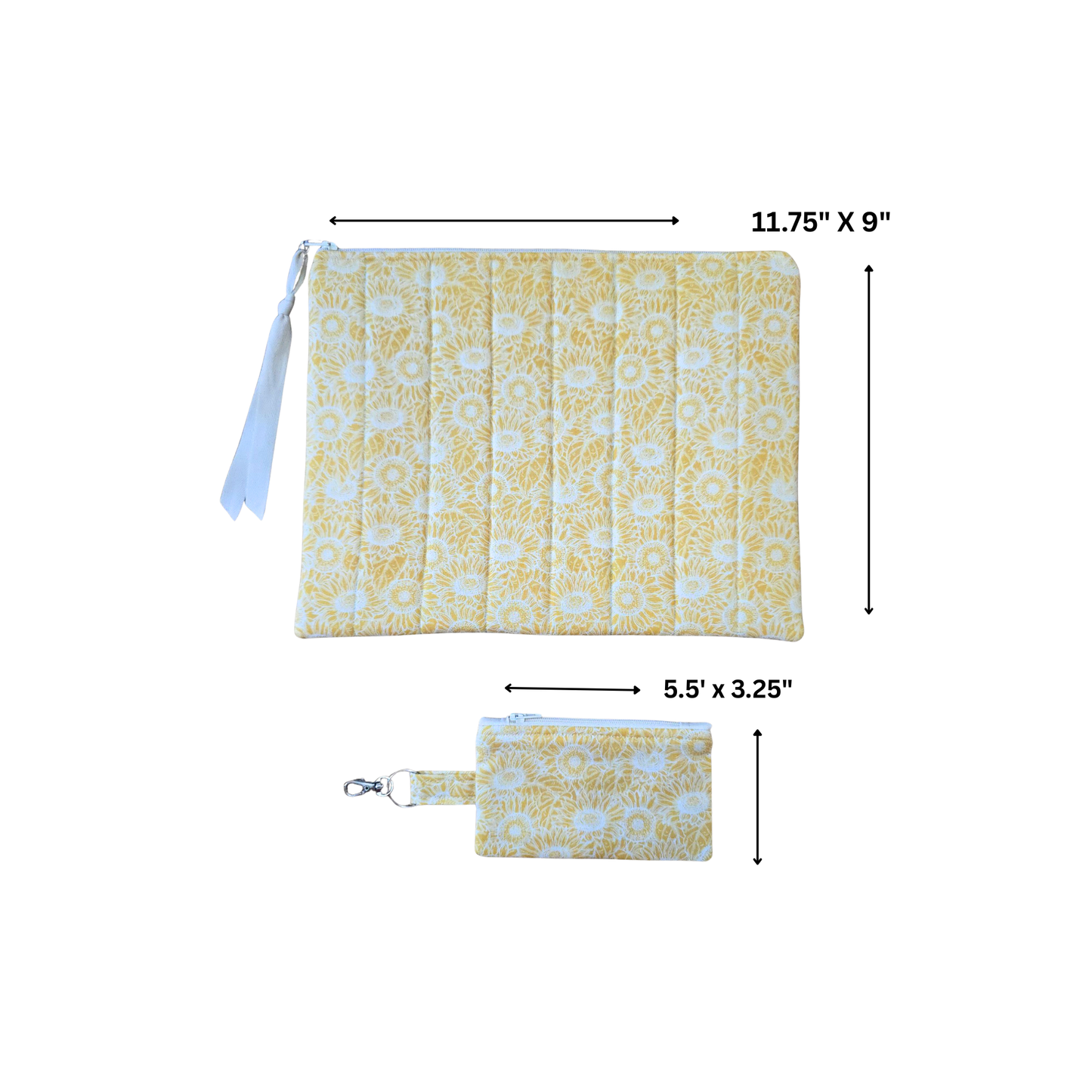 Sunflower Tablet / Book Sleeve with Matching Coin Purse Keychain