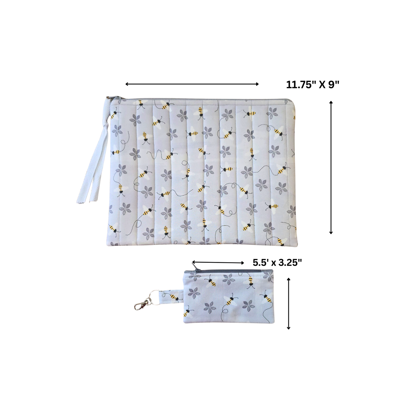 Bees Tablet / Book Sleeve with Matching Coin Purse Keychain