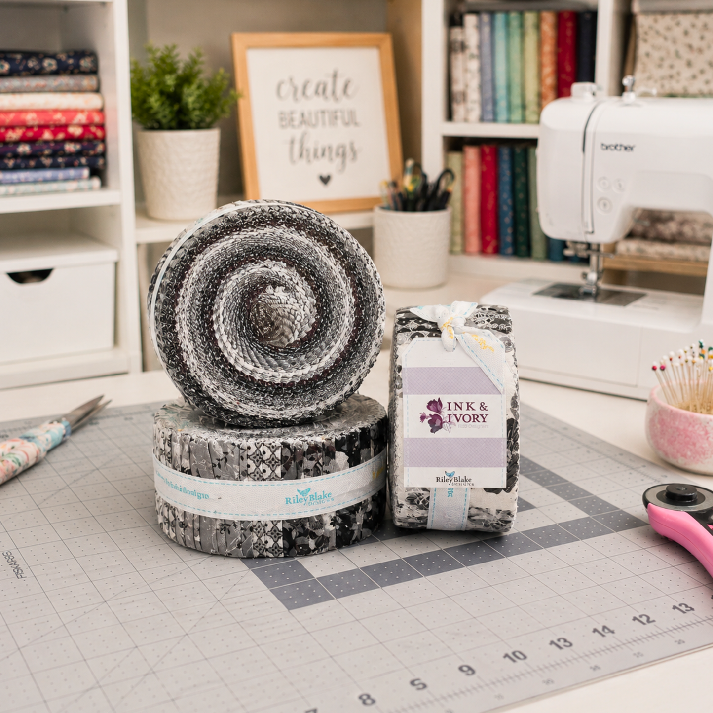Ink & Ivory Fabric Jelly Roll by Riley Blake Designers  - Rolie Polie