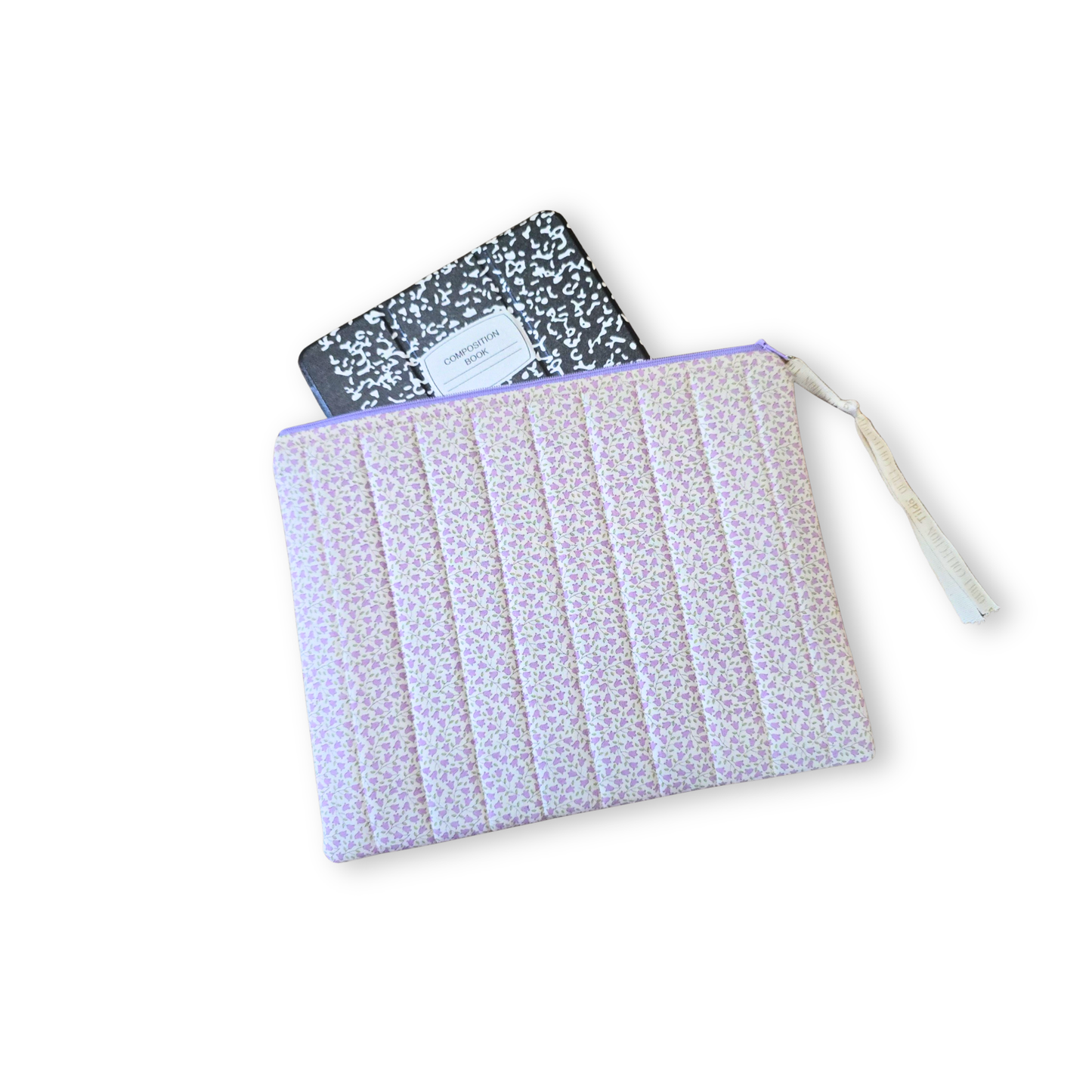 Lilac Calico Floral Tablet / Book Sleeve with Matching Coin Purse Keychain - Tilda Collection