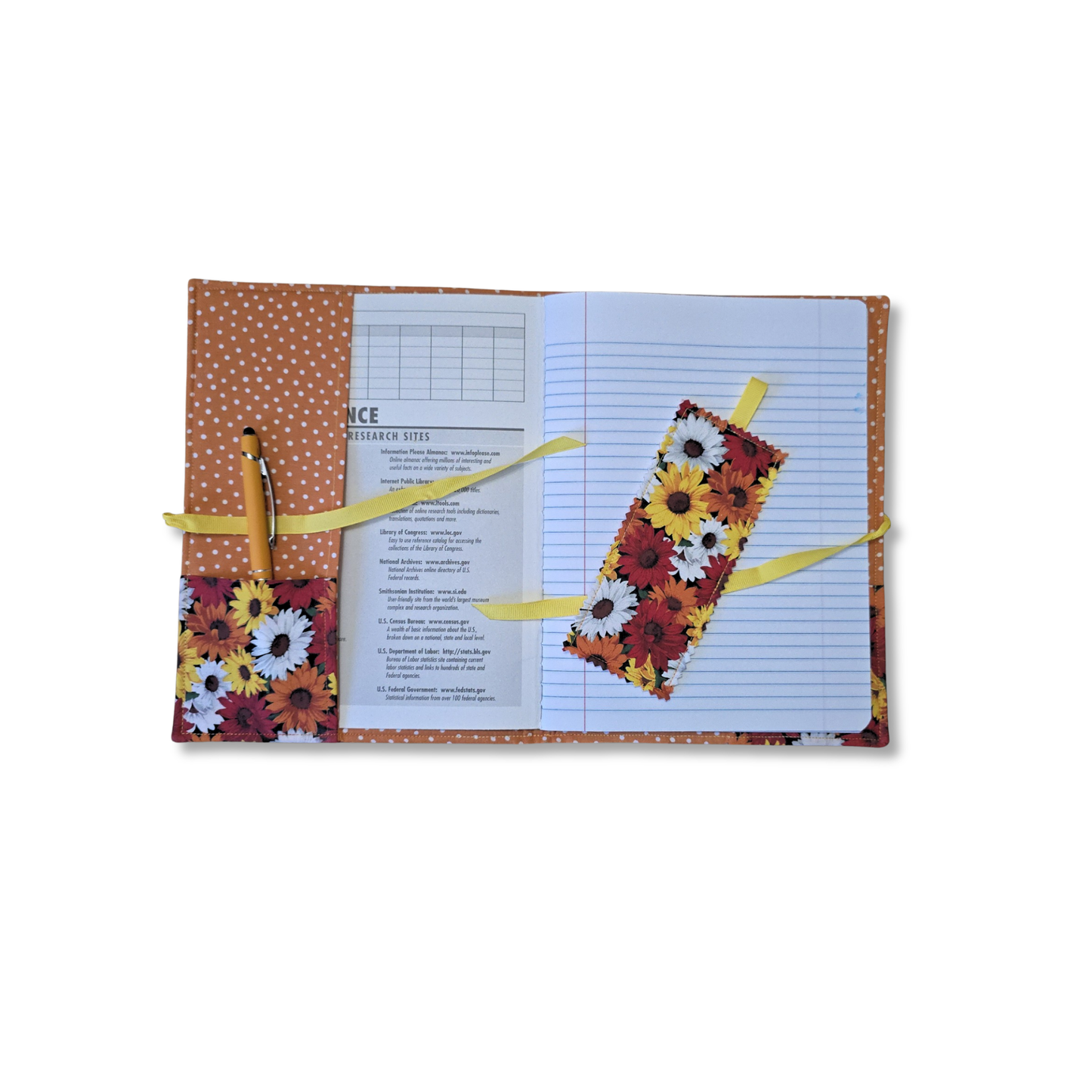 Daisy Composition Notebook Cover in Vibrant Red / Orange