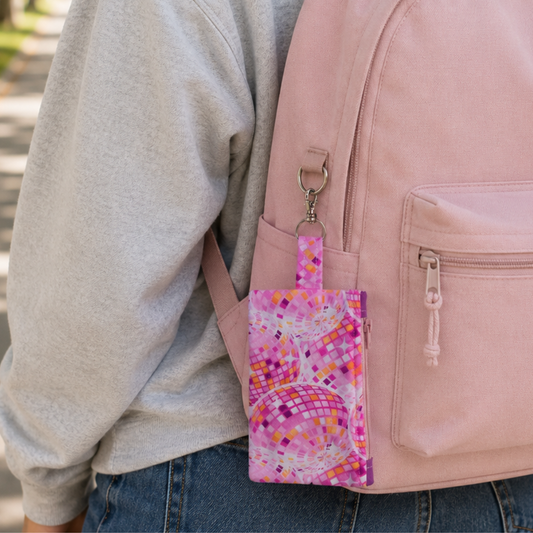 Coin Purse with Key Ring and Lobster Claw in Disco Diva