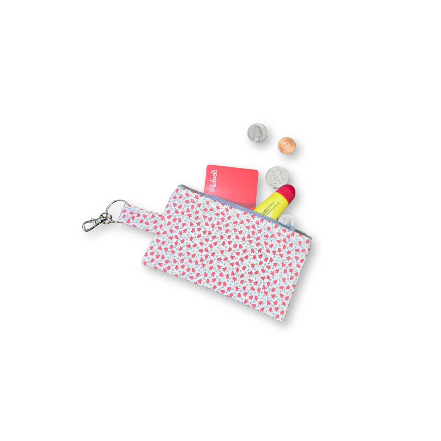 Red Calico Floral Tablet / Book Sleeve with Matching Coin Purse Keychain - Tilda Collection