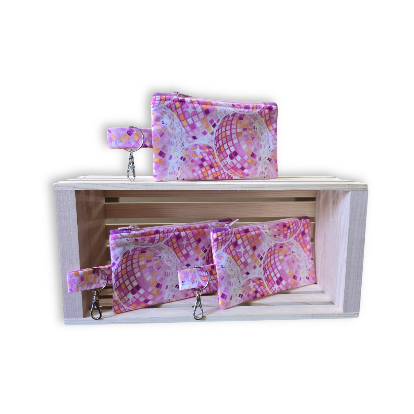Coin Purse with Key Ring and Lobster Claw in Disco Diva