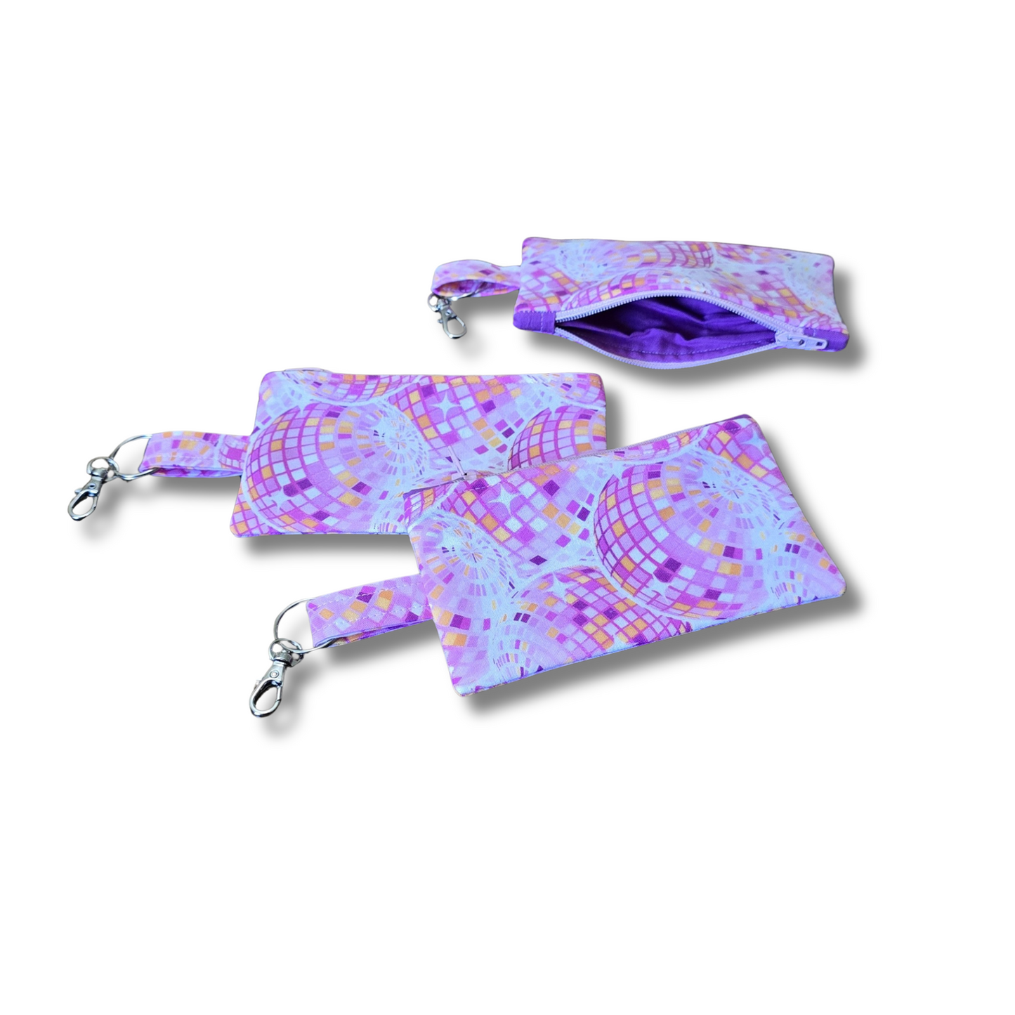 Coin Purse with Key Ring and Lobster Claw in Disco Diva
