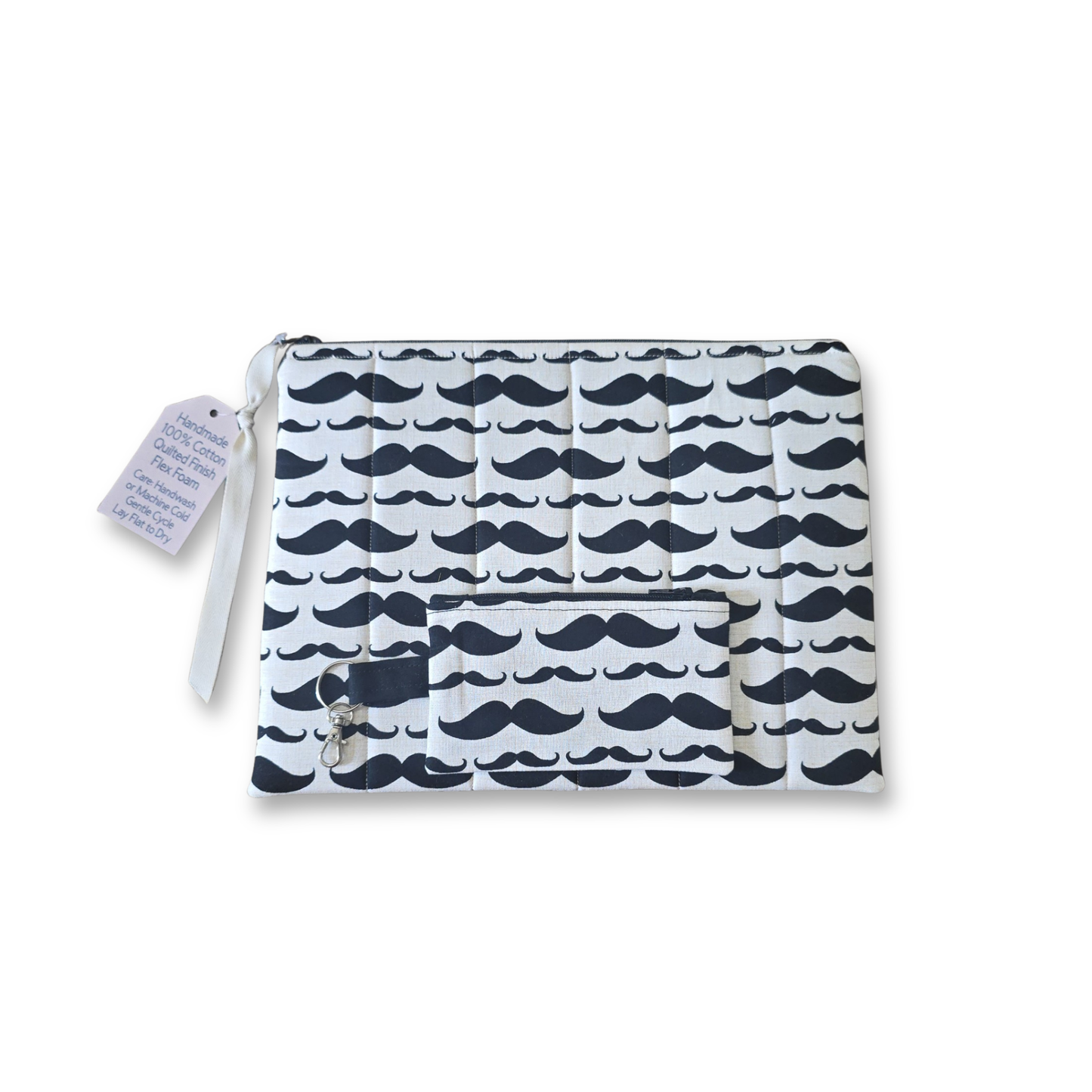 Mustache Tablet / Book Sleeve with Matching Coin Purse Keychain