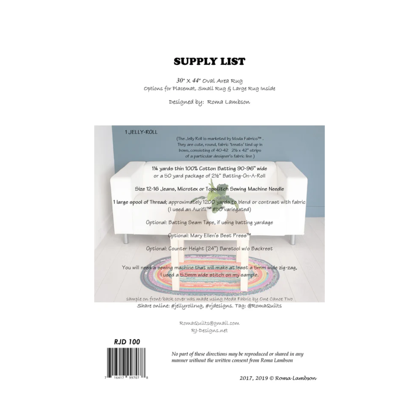 Jelly-Roll Rug Pattern, The Original Jelly Roll Pattern by R.J. Designs