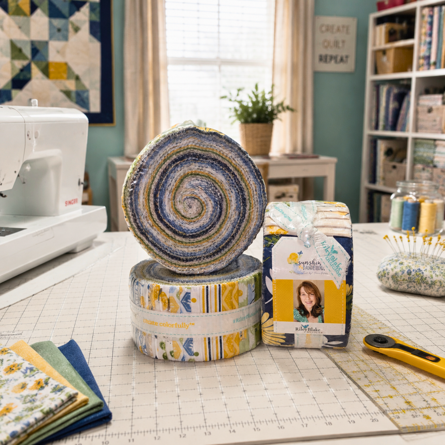 Sunshine & Dandelions Fabric Jelly Roll for Riley Blake by Traci Reed