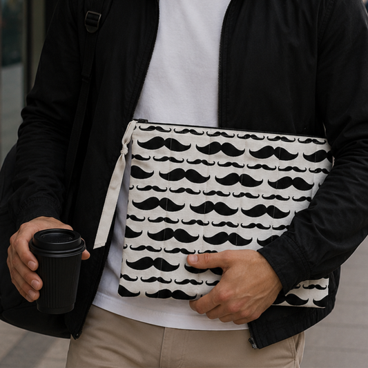 Mustache Tablet / Book Sleeve with Matching Coin Purse Keychain