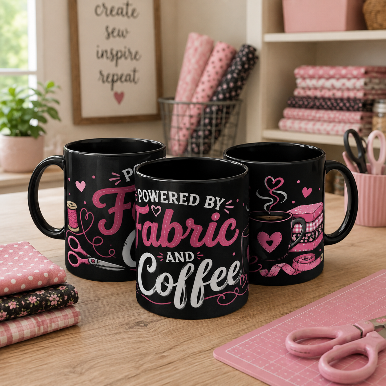 Powered by Fabric & Coffee 11oz Swag Coffee Mug - Black