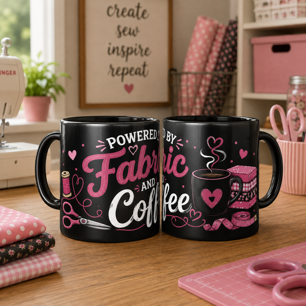 Powered by Fabric & Coffee 11oz Swag Coffee Mug - Black