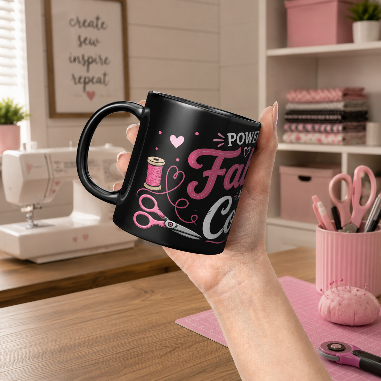 Powered by Fabric & Coffee 11oz Swag Coffee Mug - Black