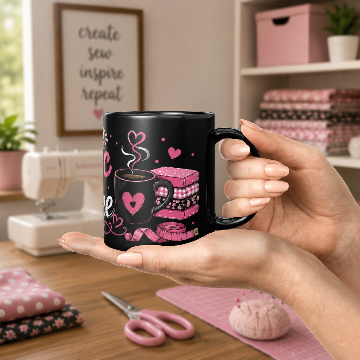 Powered by Fabric & Coffee 11oz Swag Coffee Mug - Black